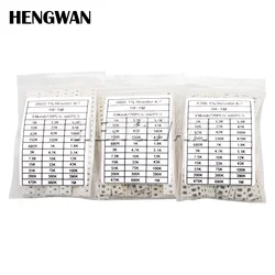 0402 0603 0805 1206 1210 2512 SMD Resistor Assorted Kit 10K 100K 1K 1R 100R 220R Resistance 1% 5%