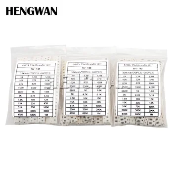 0402 0603 0805 1206 1210 2512 Kit assorti de résistances SMD 10K 100K 1K 1R 100R 220R Résistance 1% 5%