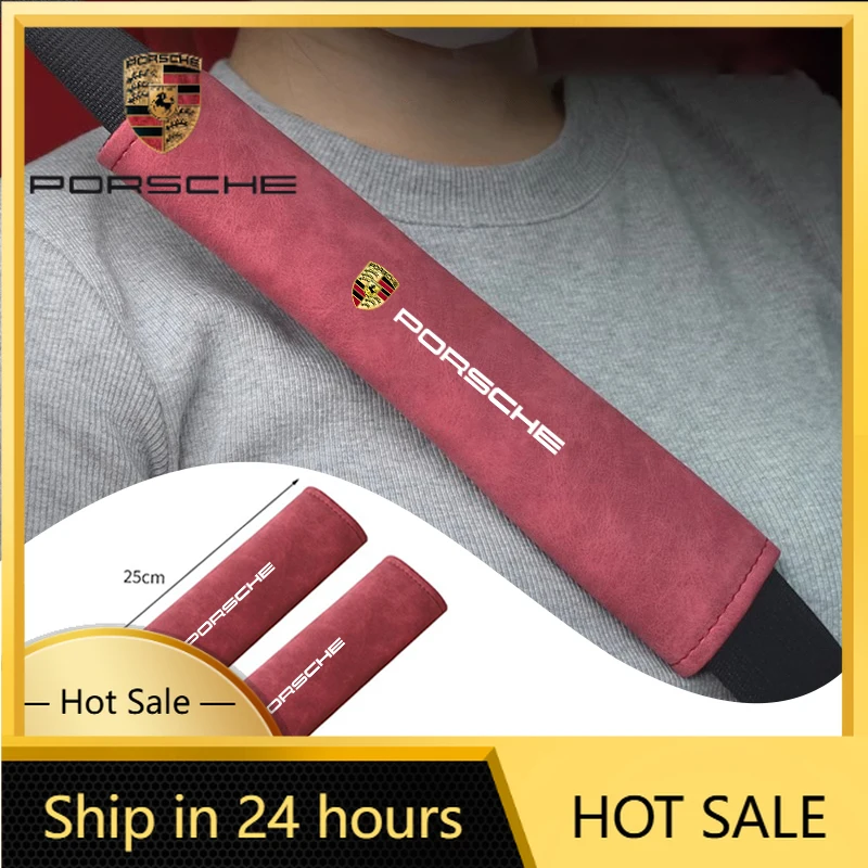 

Car Sticker For Porsche 2Pcs Car Seat Belt Cover Safety Belts Shoulder Pad Accessories For Porsche 911 Cayenne Panamera Macan Ca
