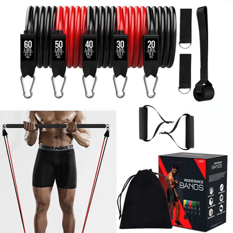 Portable Pilates Bar Kit with Resistance Bands - Home Gym Bodybuilding Fitness Equipment