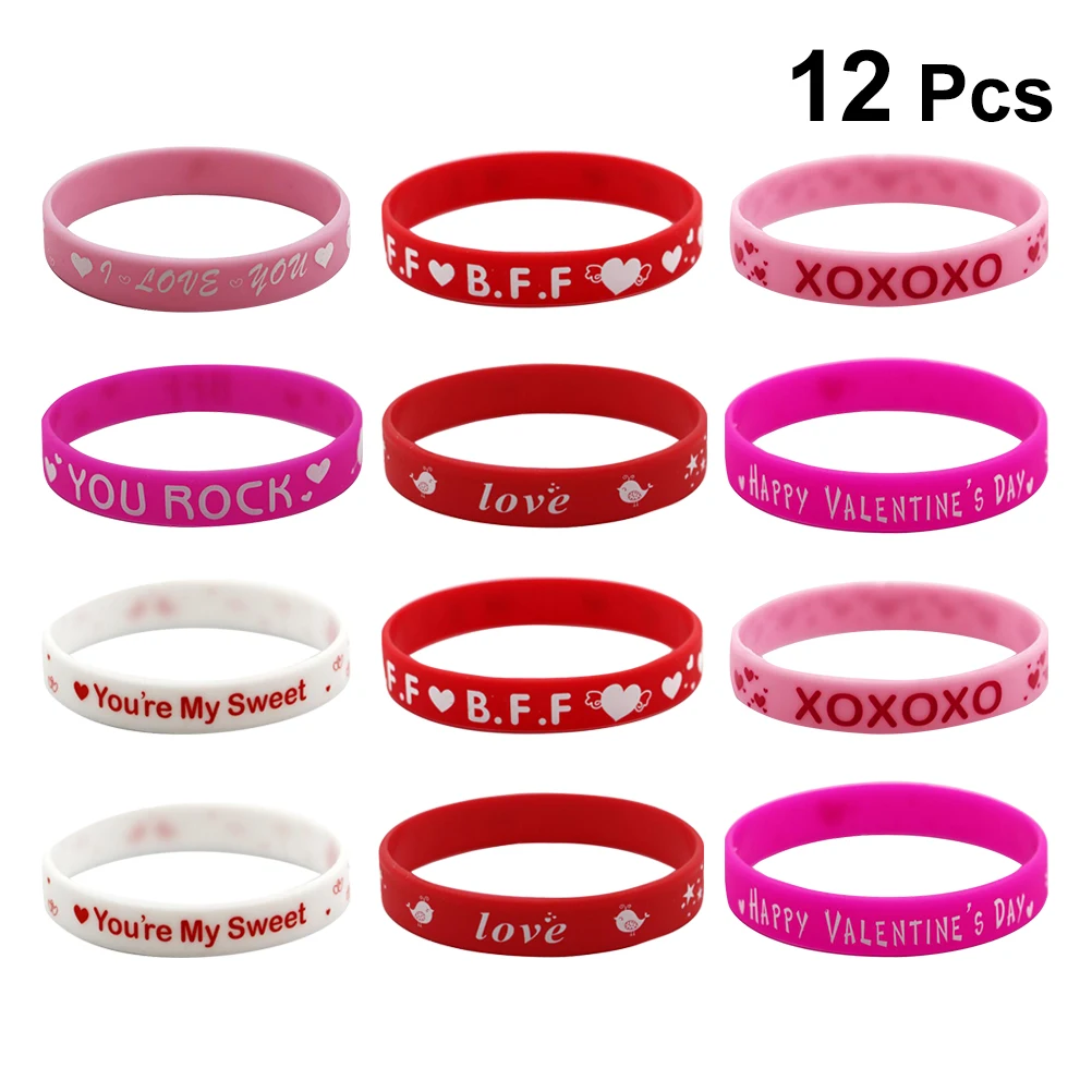12 Pcs Bracelet Silicone Small Presents Valentine's Day Wristbands Party Hand Decoration Child