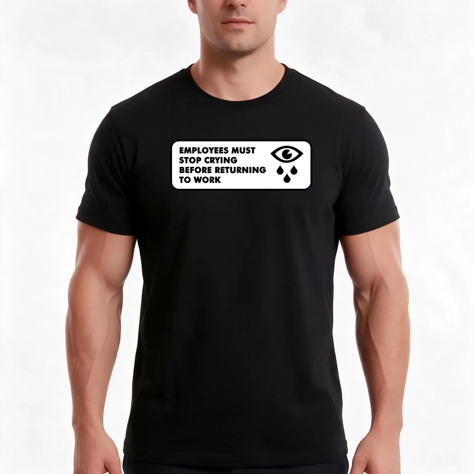Employees must stop crying T-Shirt, Summer Casual Cotton Tee, Oversized Streetwear Tops, Vintage Graphic Print, Unisex Men Women