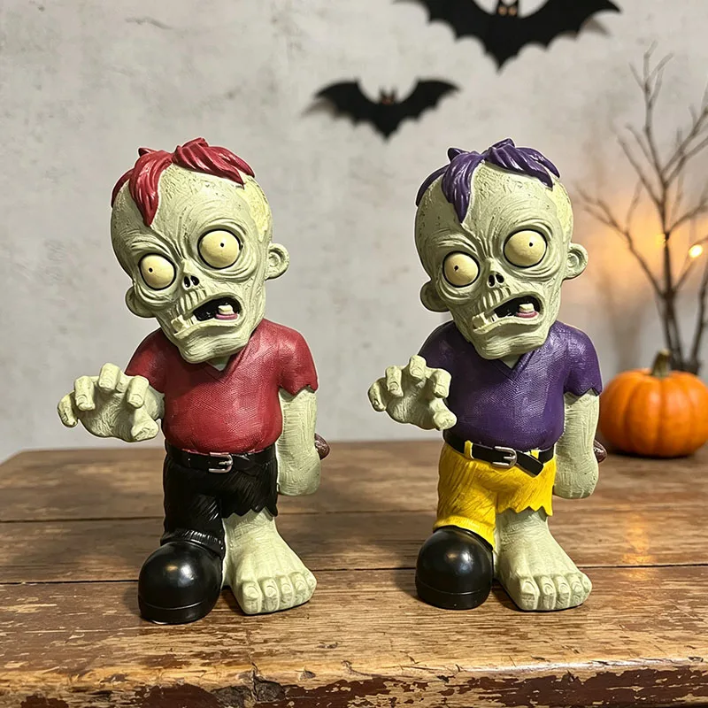 Resin Zombie Figurine Horror Character Statue Cute Spooky Desktop Ornament Halloween Party Tabletop Home Holiday Decoration Gift