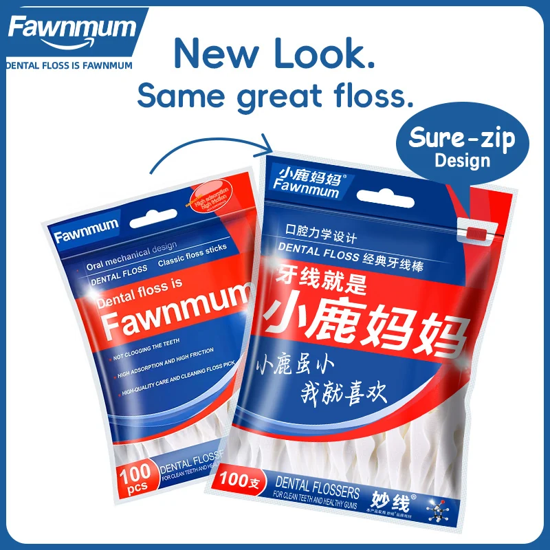 Fawnmum-hilo Dental de 100 piezas, palillos de dientes, cepillo Interdental, limpieza Dental, cuidado bucal