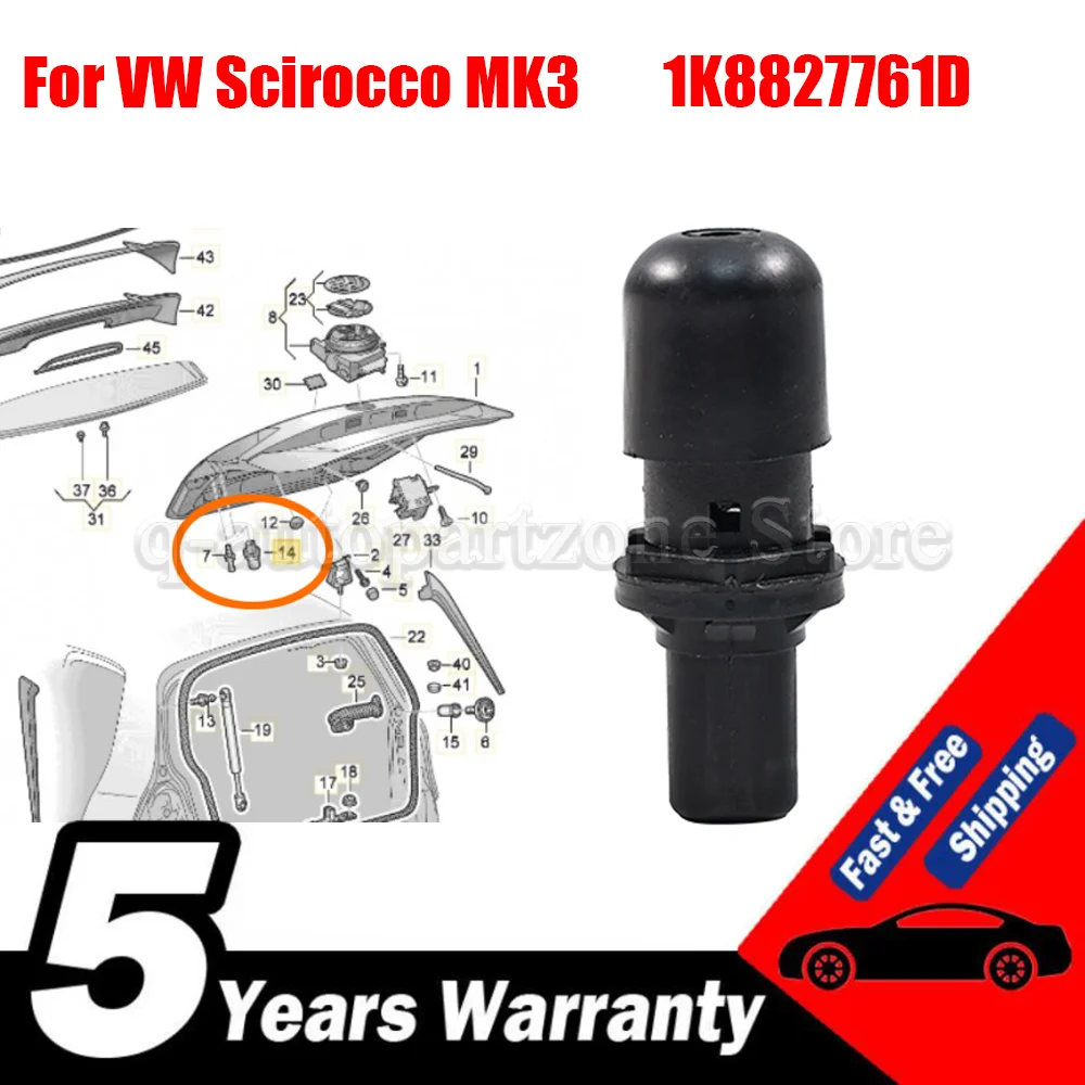 

Автомобильные аксессуары 1K8827761D Регулируемый буфер крышки багажника для VW Scirocco MK3 Задний багажник задней двери стопорная подушка ABS резиновый блок