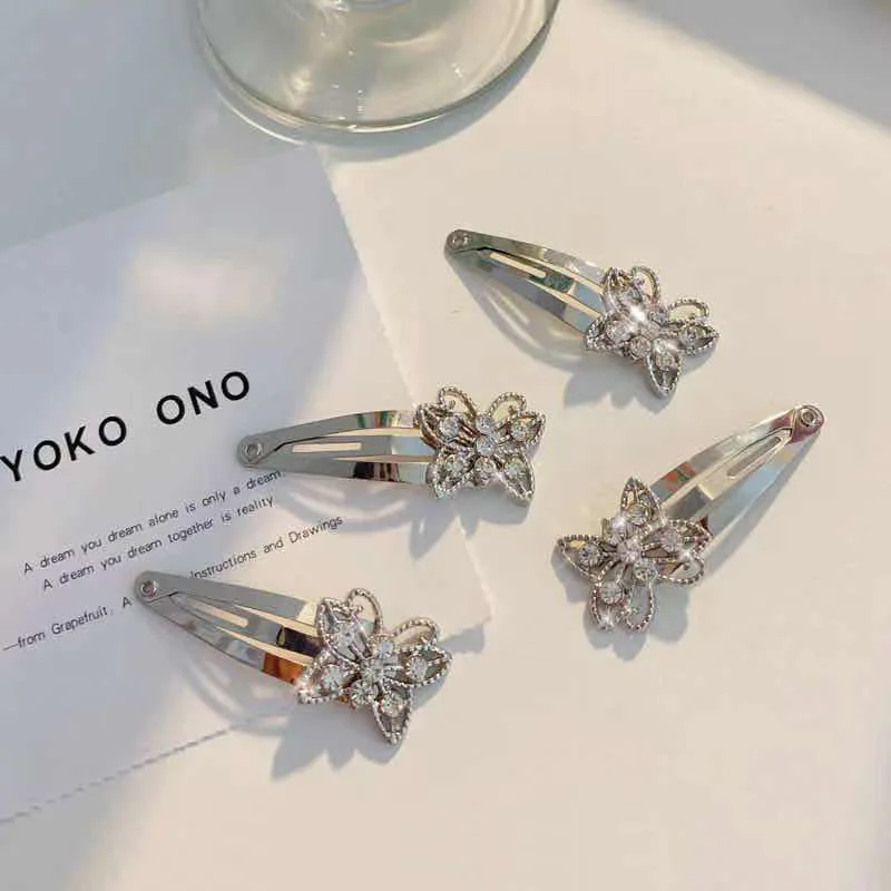 

3/5/10PCS.Cool Retro Rhinestone Butterfly Hair Clips-Silver BB Clips,Sparkly Trendy Side/Bangs Pins for Party&Influencer Girls
