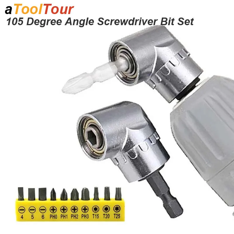 105 Degree Angle Screwdriver Magnetic Socket Holder Adapter Adjustable Drill Bit Tip Screw Driver Batch Head Attachment Tool