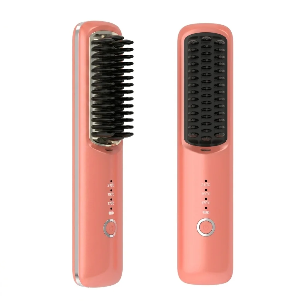 Best Selling Portable Ceramic Wireless Hair Straightener Brush Ionic Styling Comb Battery USB Rechargeable Hotel Use Safety Home