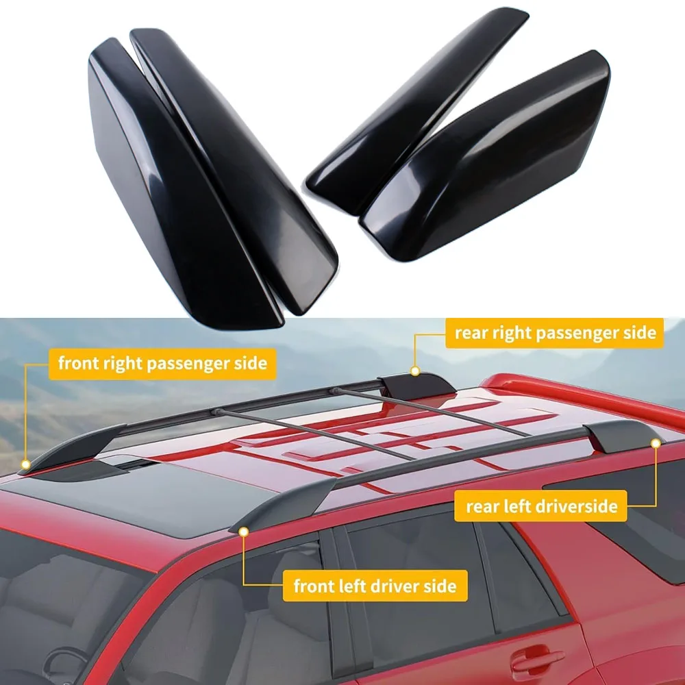 4 Peças Capa Protetora para Extremidade de Trilho de Teto para Toyota 4Runner SW4 N210 2003-2009, Preta