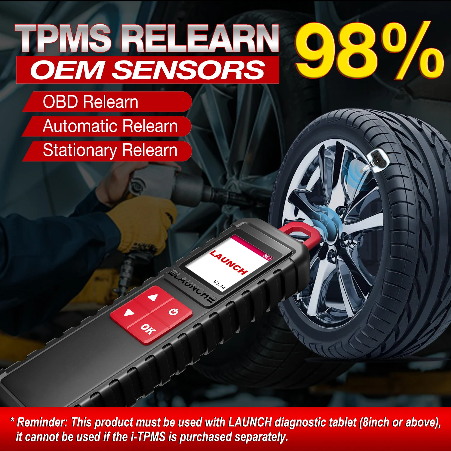 LAUNCH X431 I-TPMS Car Tire Pressure Inspection Tool sensor activate Relearn program works for Android Phone X431 PRO V/PRO3S+ view 5