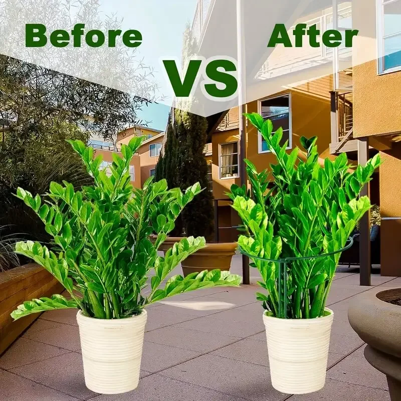6pcs Green Plant Support RingBorder Plant Support Stakes, Half Round Metal Garden Plant StakeIndoor Peony Cages And Supports
