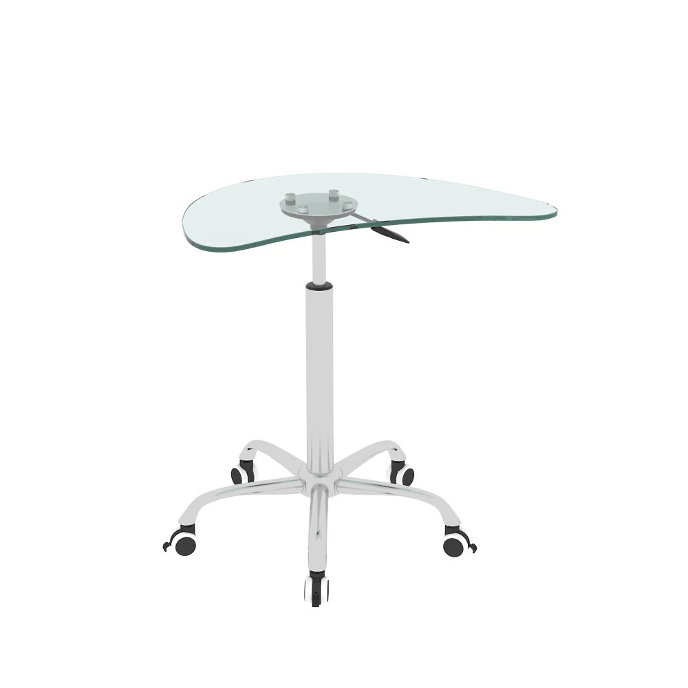 In hoogte verstelbare transparante gehard glazen tafel Bureautafel met afsluitbare wielen (instelbaar bereik 24,2 "~ 32,7")