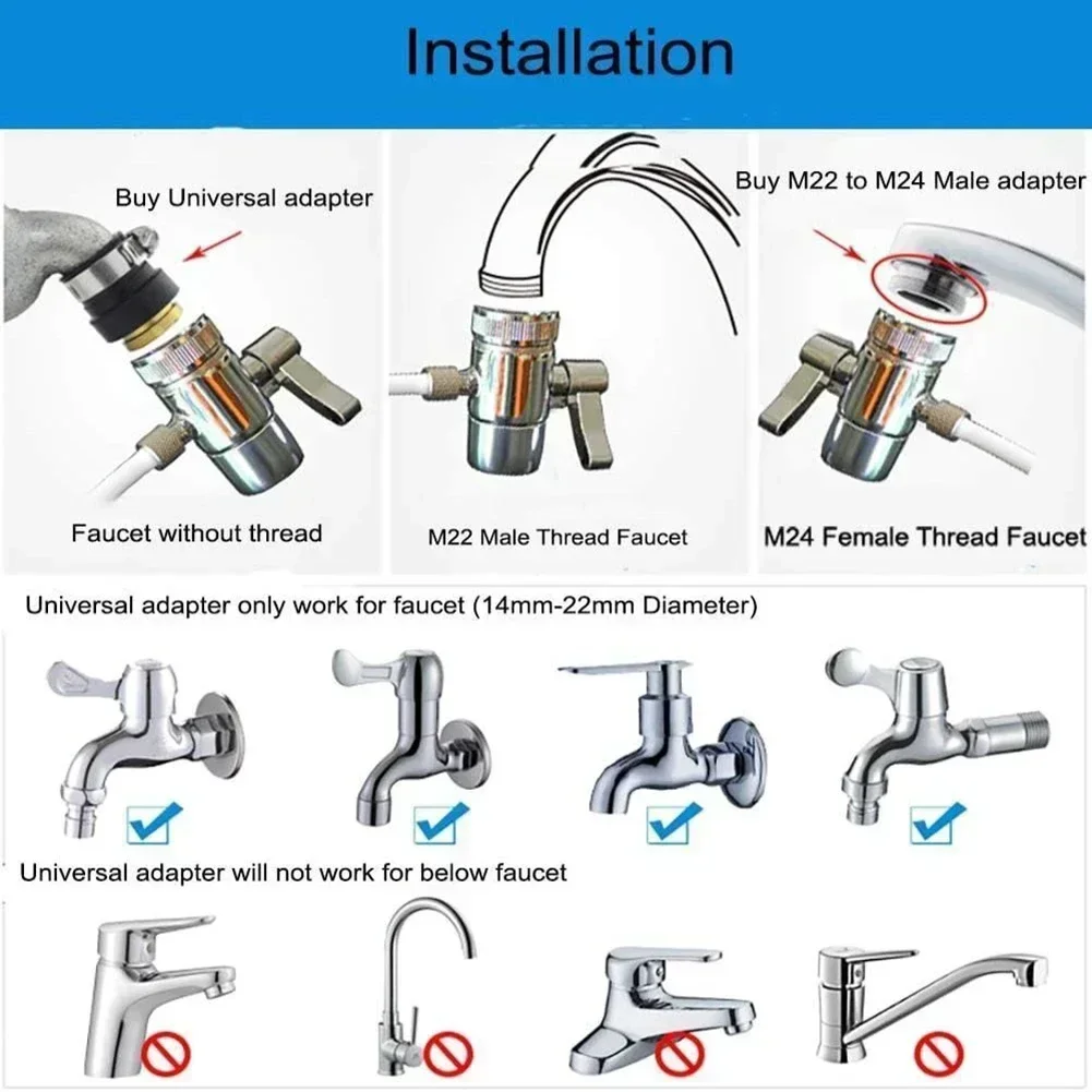 M MM Female Thread Above Counter Water Filter Faucet Diverter Valve Faucet Diverter Valve Faucet Splitter Silver