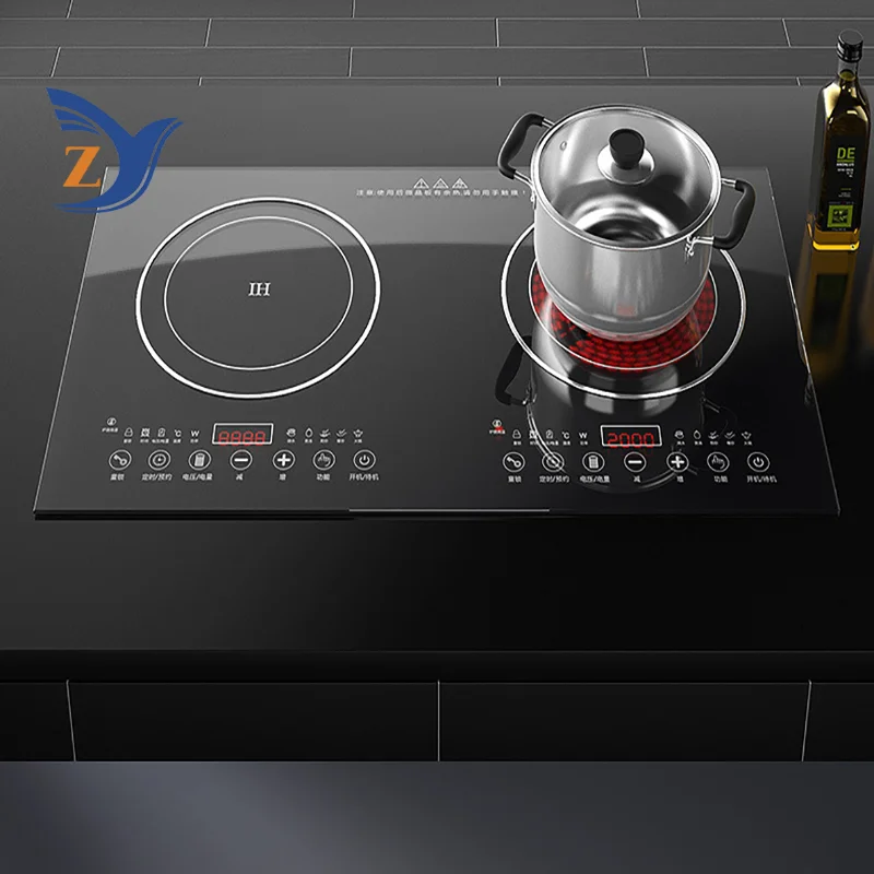 Dual Head Embedded Electric Ceramic Stove Stir Frying Induction Cooker Dual Desktop Dual Eye Commercial Hot pot  Multifunctional