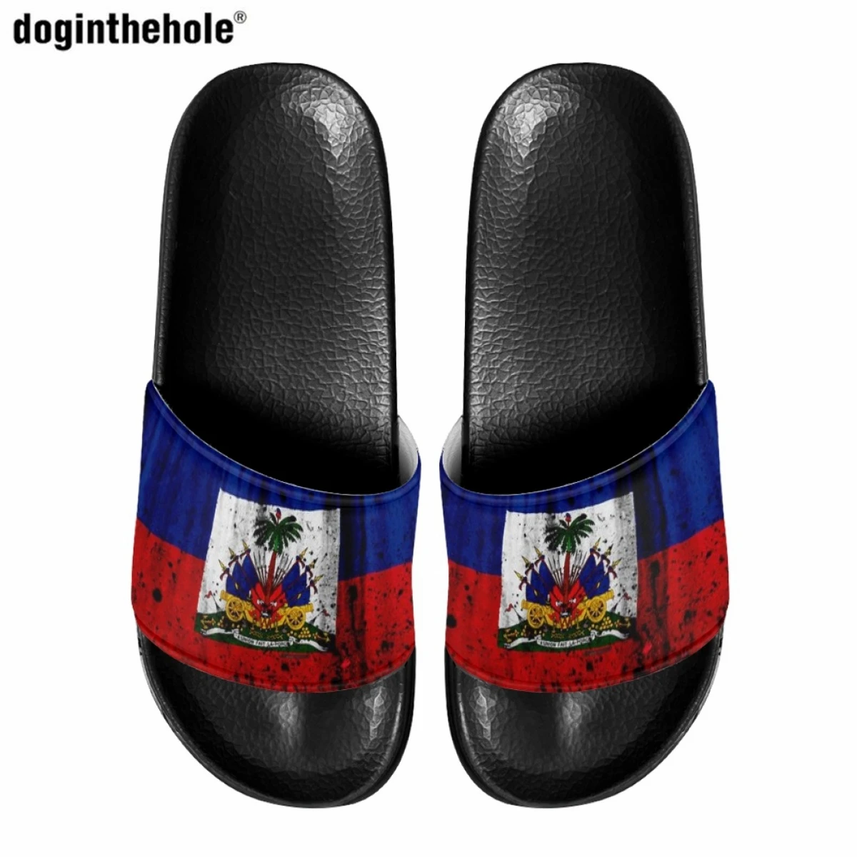 Doginthehole Haiti Flag Design Art 3D Printing Women Slippers New Fashion Outdoor Beach Sandals Couple Home Non-slip Slippers