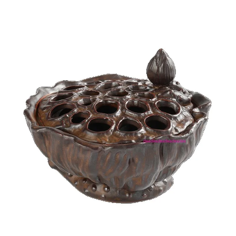 

Zen retro lotus pod aromatherapy burner household sandalwood plate incense burner ceramic tea ceremony ornament