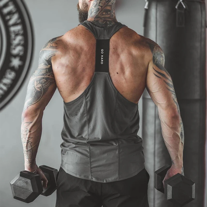 Fashionable Slim Sleeveless Mens Tank Tops Spring Summer Casual Elastic Breathable Quick-dry Vest For Men Gyms Sports Camisoles