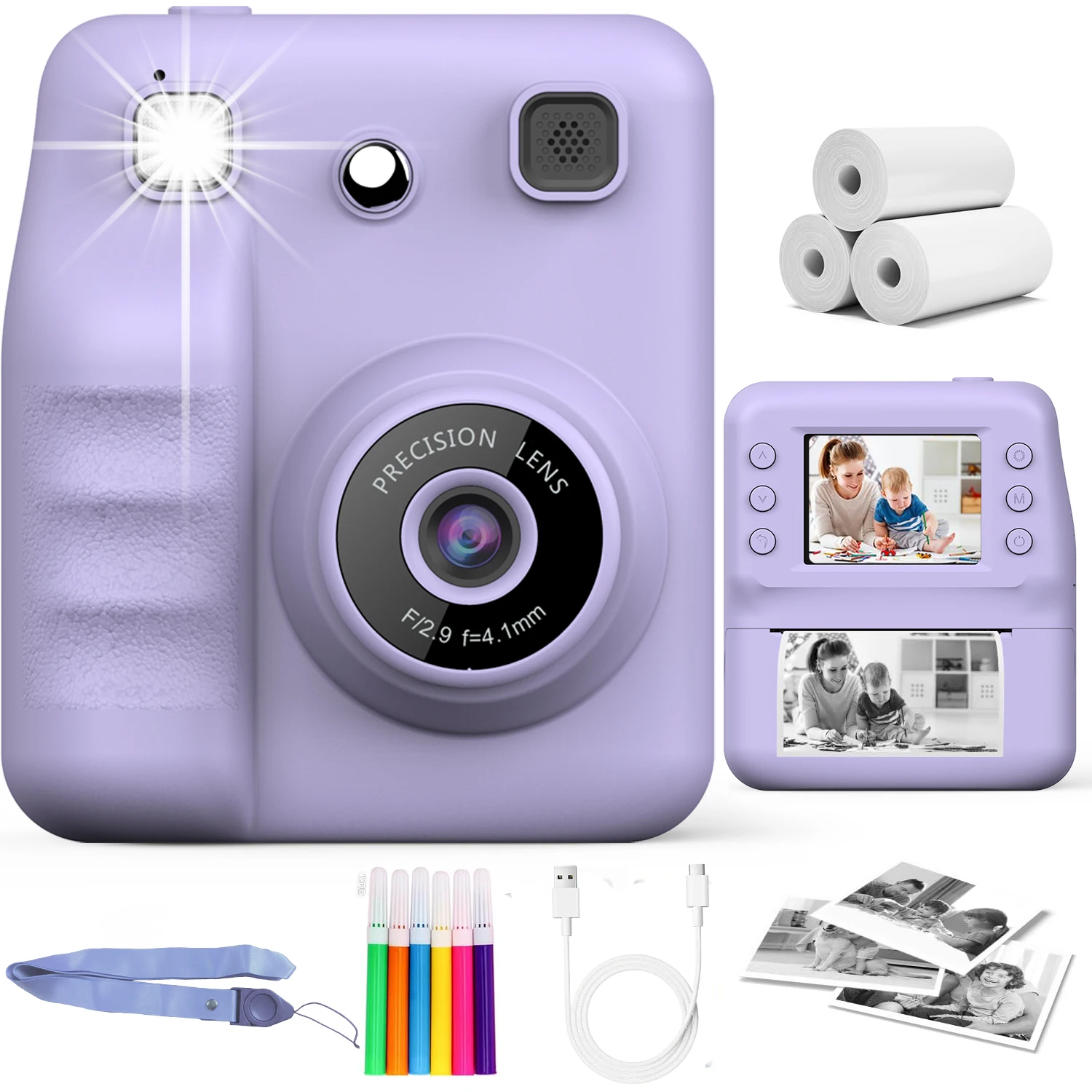 Kindercamera, dubbele camera, 1080P HD, 48MP met video-opname Perfect verjaardagscadeau voor kinderen Ideaal Kerstmis, Halloween of Bir