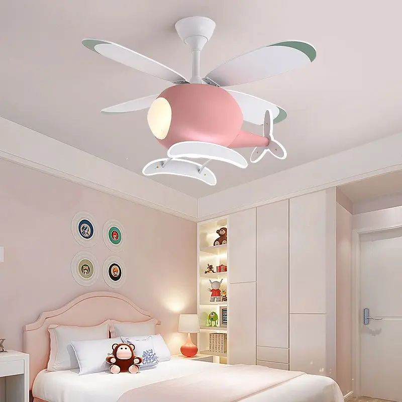 Helicopter fan lights, cute and creative bedroom eye protection cartoon airplane lights