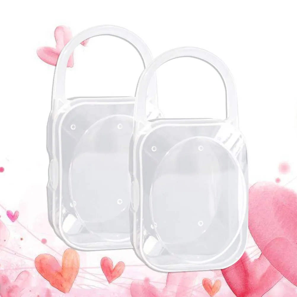 2 قطعة صندوق تخزين مصاصة الطفل المحمول الشفاف حاوية مقاومة للغبار واسعة الفم الرضع طفل مصاصة منظم #4