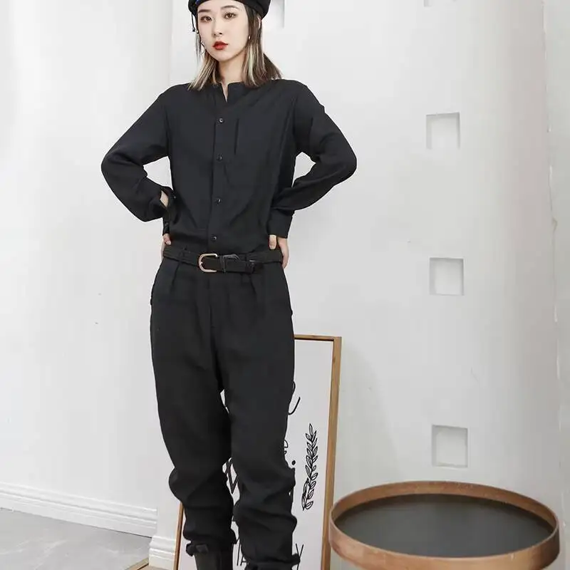 

Women's Overalls Spring And Autumn New Korean Version Of The Japanese Stand Collar Fashion Casual Versatile Large Size Even Pant