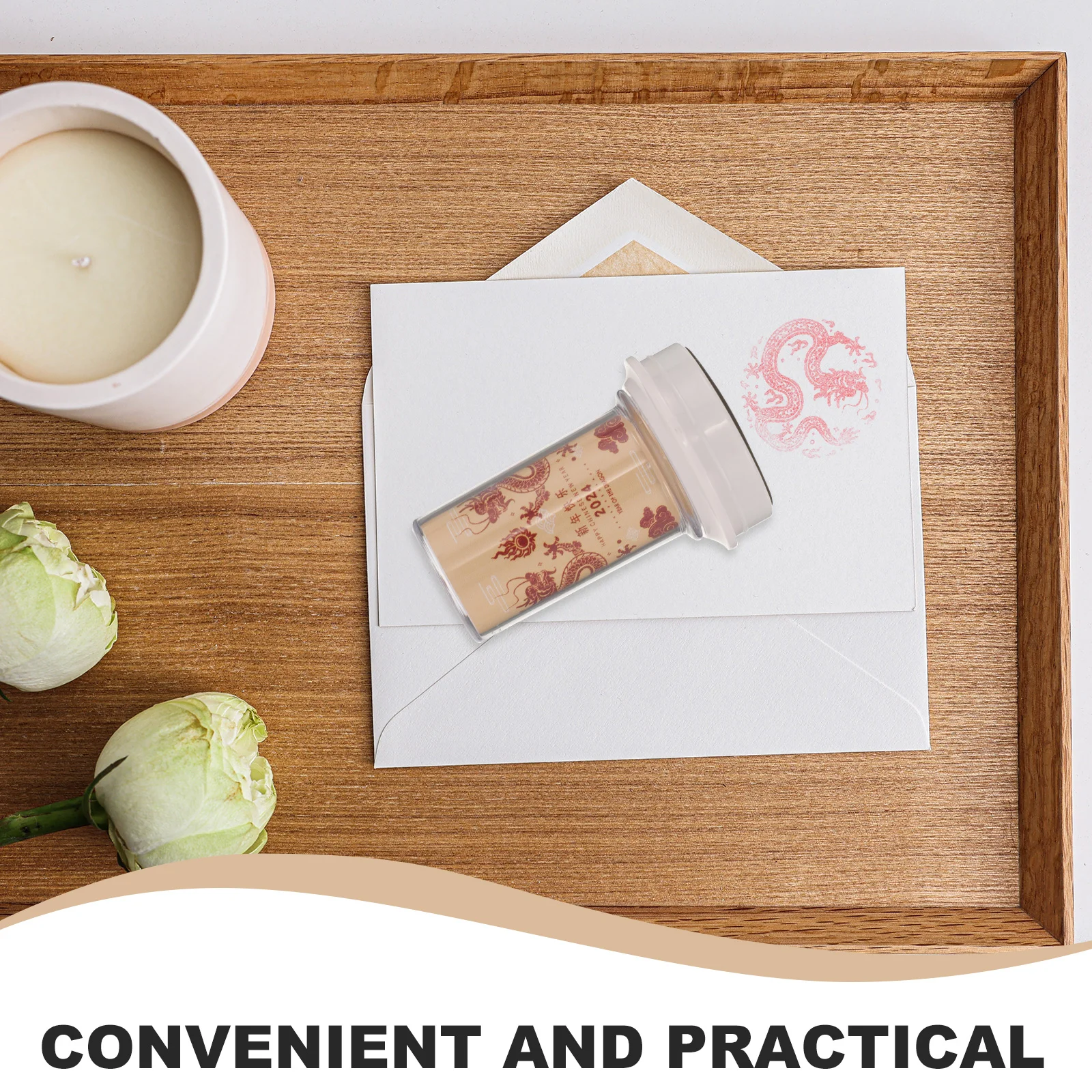 

1Set Dragon Year Scrapbook Stamp Plastic Durable Decorative Craft Stamp DIY Journal Diary Stamper Creative Symbol for Good Luck