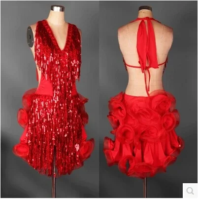 latin dance dress green professional costume for women fringe samba costume colorful womens ballroom competition dresses tassels