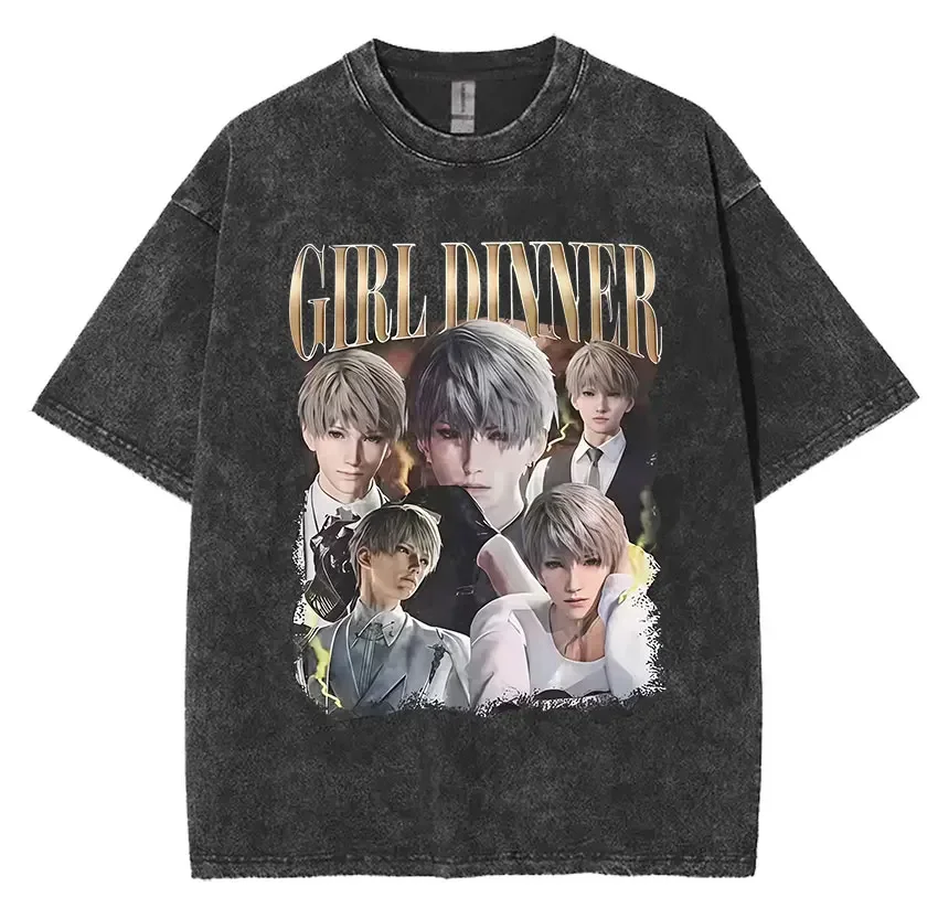 Funny Girl Dinner Caleb Graphic Tee Shirt Love and Deepspace Novelty Cotton T Shirts Fashion High Quality Vintage Washed T-Shirt