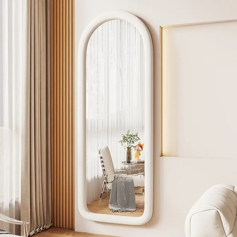 for Full Body Floor Mirror Arched Flannel Wall Mounted Special Shaped Mirror for Living Room Bedroom Simple Ins Style