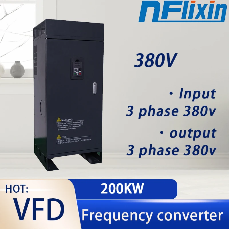 3-phase Input 380V to 3-phase Output 380V VFD Variable Frequency Drive Converter Inverter 200KW Motor Speed Controller