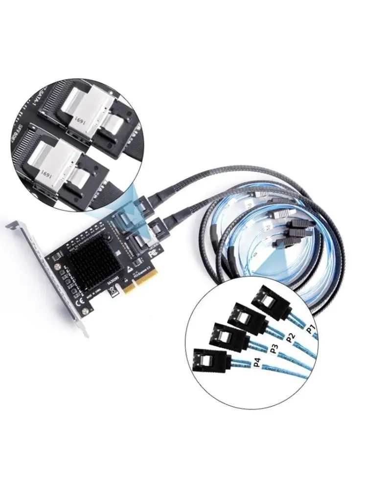 

31BA PCI-E to MiniSAS SFF8087 8 Port SATA3.0 Expansion Card PCIe to SFF 8087