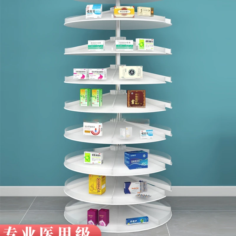 Shelf Steel Outpatient Pharmacy Medicine Plate Rack Multi-Layer Rotary Medicine Rack Pharmacy Medicine Plate Rack