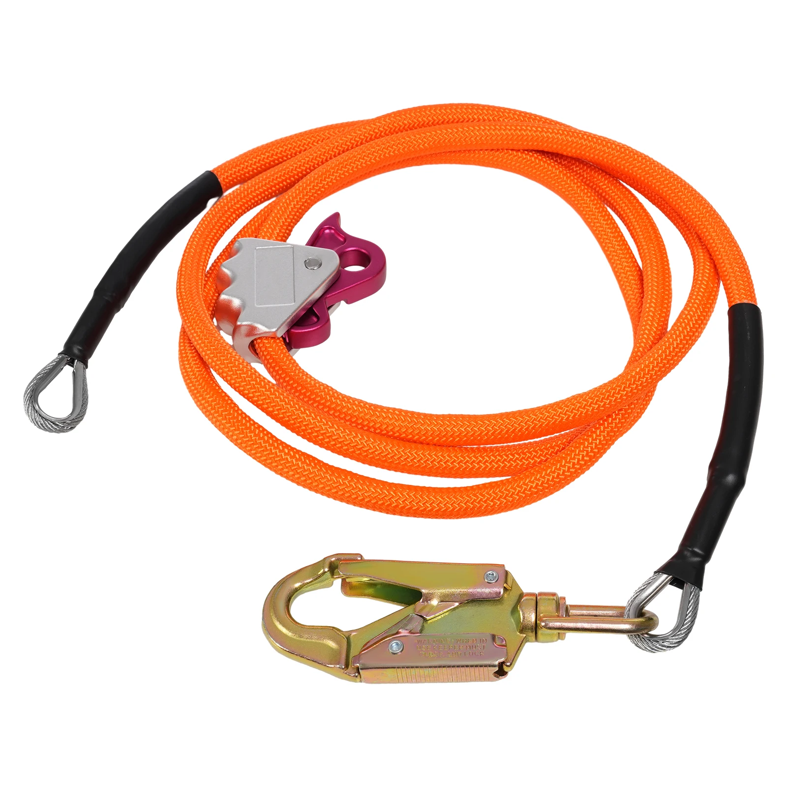 Climbing Rope 5/8 Inches * 10 Feet with Triple Lock Climbing Buckle Adjuster Orange