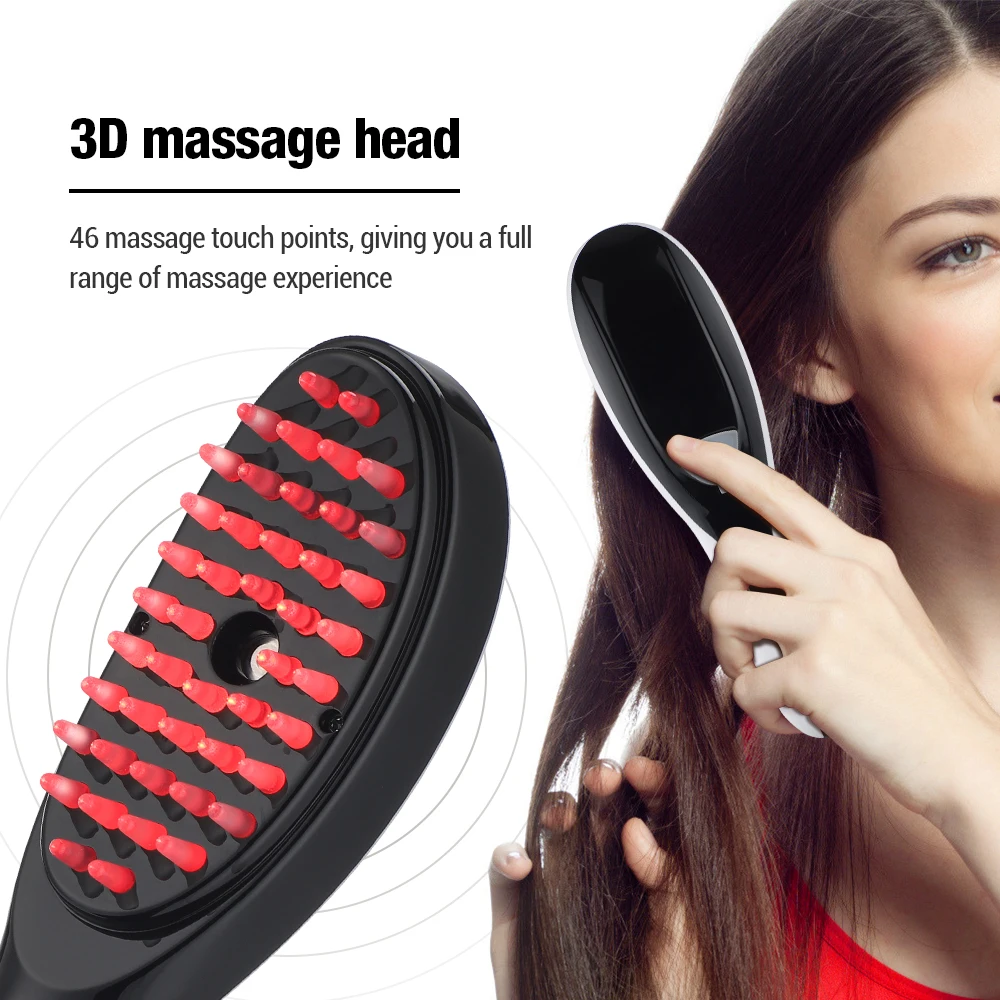 Electric Massage Comb Blue Red Light Therapy Vibration Brush Massage Spray Negative Ion Massager Spray Scalp Massage Comb