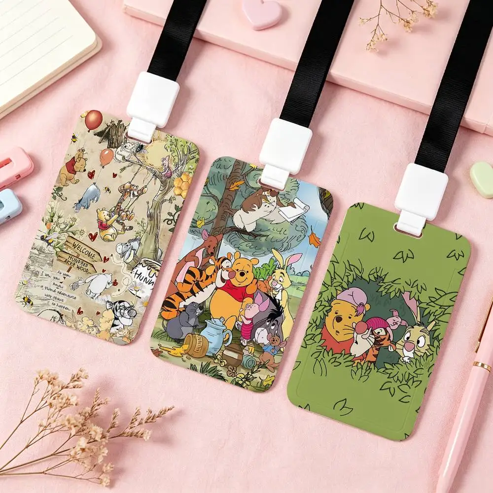 Cute Winnie-the-Pooh NFC Contactless Sliding Card Sleeve For Student Cards, Bus Cards, ID Cards, And Work Permits