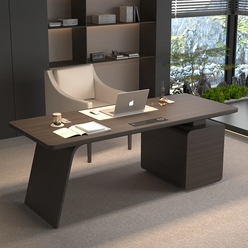 Strong Black Executive Office Desk Manager Wooden Large Modern Computer Desks Standing Luxury Escrivanhinha Work Station Table