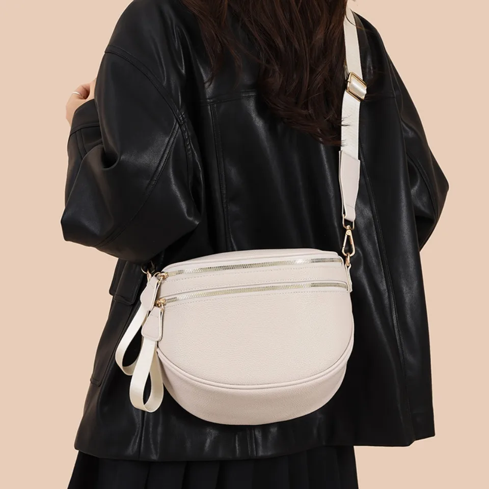 100% Top Layer Genuine Cowhide Leather Saddle Bag Luxury Handbags Women Bags Designer Crossbody Shoulder Bags for Women Commute
