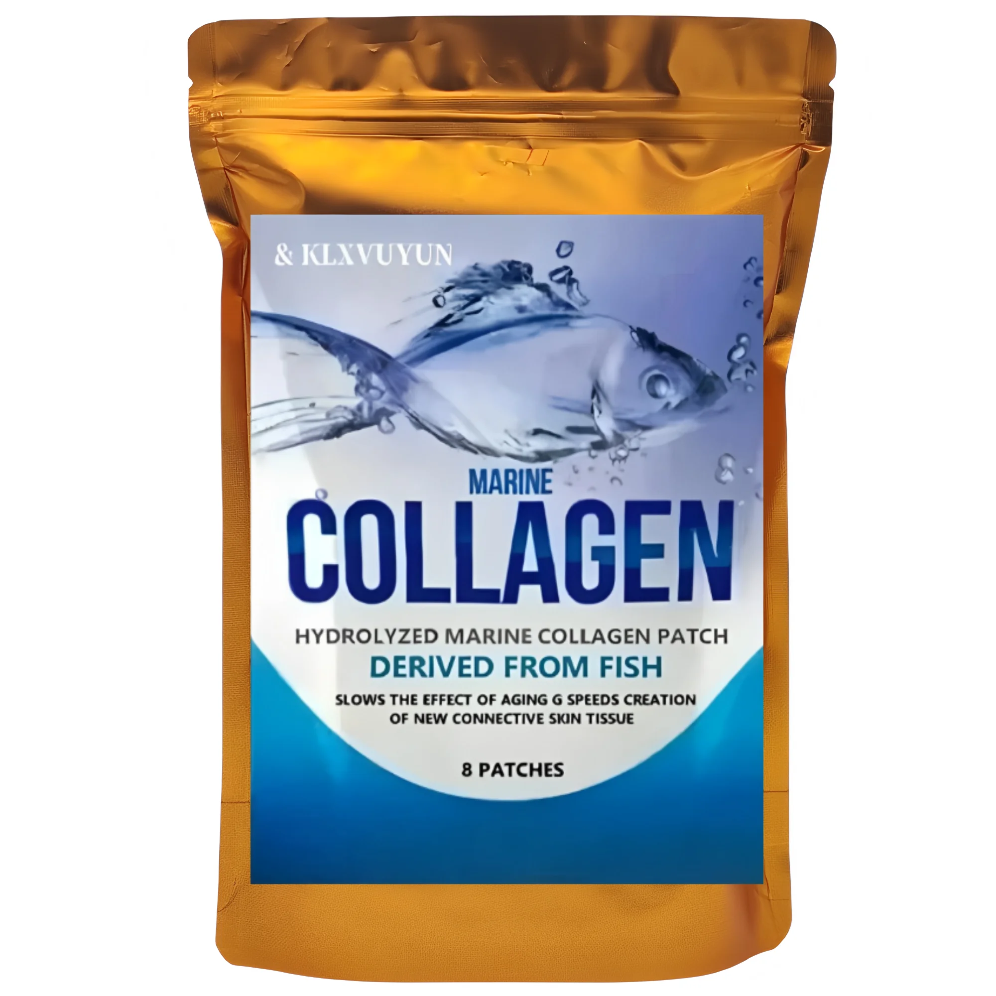 Hydrolyzed Fish Collagen Marine Tablets with 8 Transdermal Patches Skin Anti-Aging Joint Support Made in USA