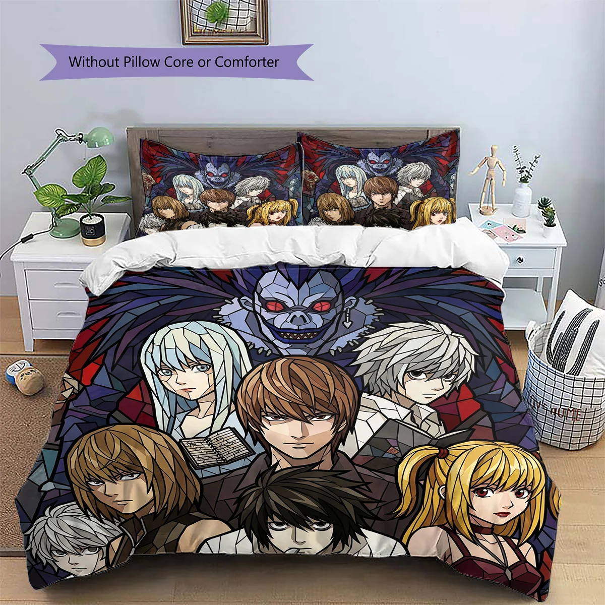 Death Note Patterned Pillowcase & Duvet Cover Set Anime Featured Bedding Bedroom Decoration Nice Present for Fans.-TING