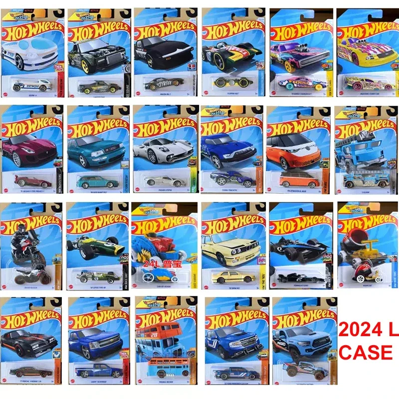 24L Hot Wheels Car Let\'s Race Boys Toys 1:64 Diecast Motorcycle Ducati Pontiac Firbird Toyota Tacoma Formula Vehicles Model Gift