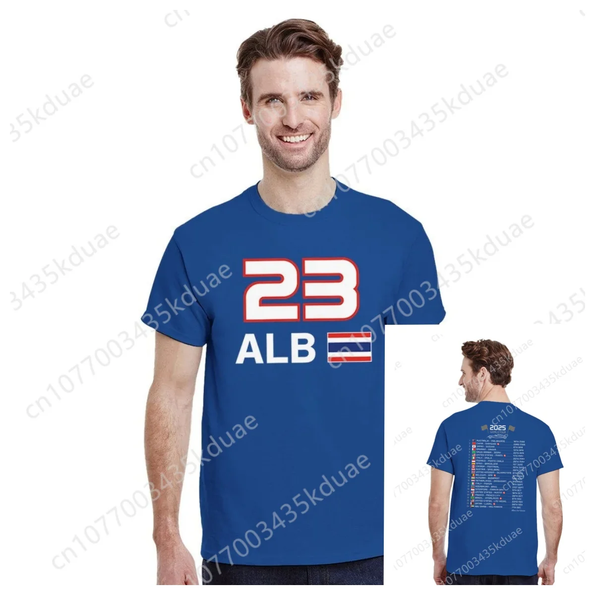 Alexander Albon 2025 Race Calendar F1 T-Shirt Sports Cotton Short Sleeve Tees Streetwear Men's T-Shirts Casual Tops Clothing