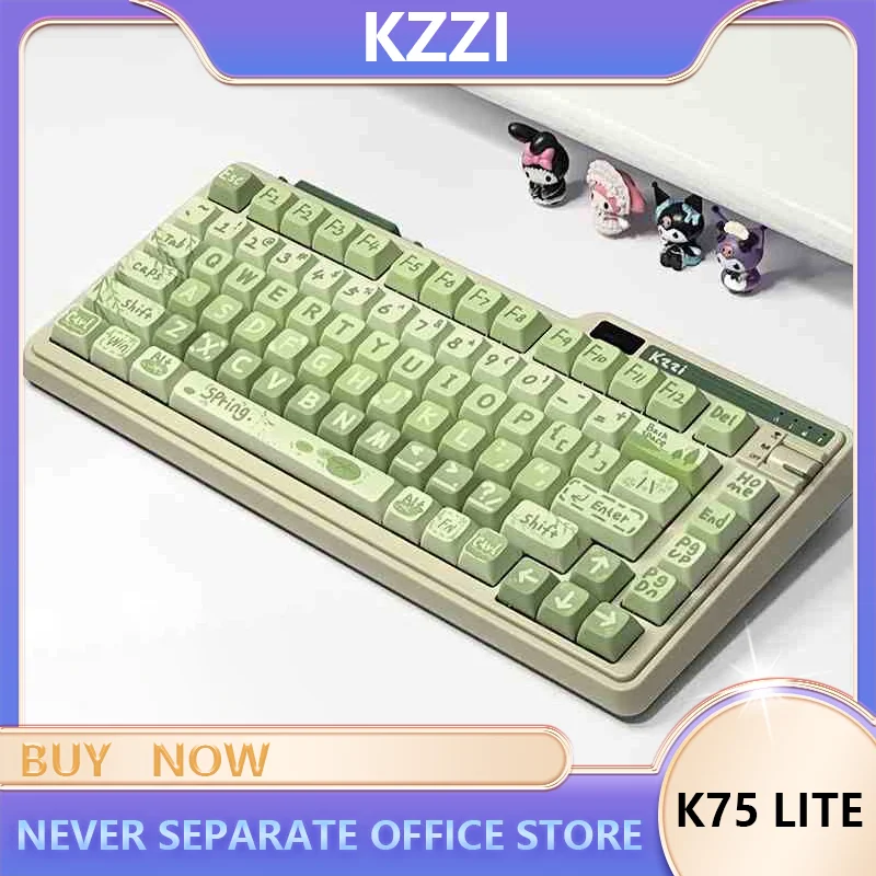 Kzzi K75 Lite Wireless Bluetooth 2.4g Wired Three-Mode Mechanical Keyboard Customized Gasket Structure Lower Light Position Rgb