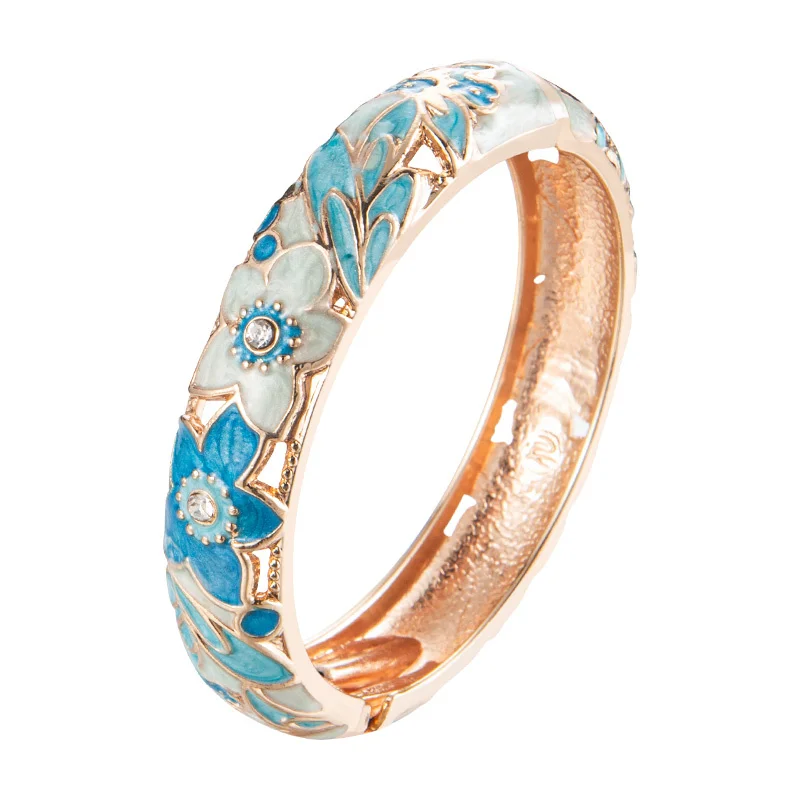 Armreif für Frauen, doppeltes Emaille-Armreif-Set, Cloisonné-Damenschmuck-Accessoires, indischer Stil, Dubai, trendiges Metallarmband zur Hand
