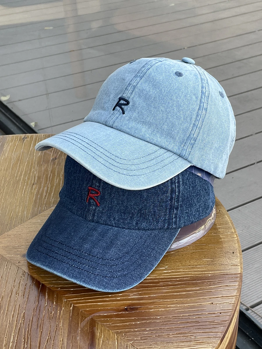 

Letter embroidered denim baseball cap women's tide spring and summer couple sunshade cap men