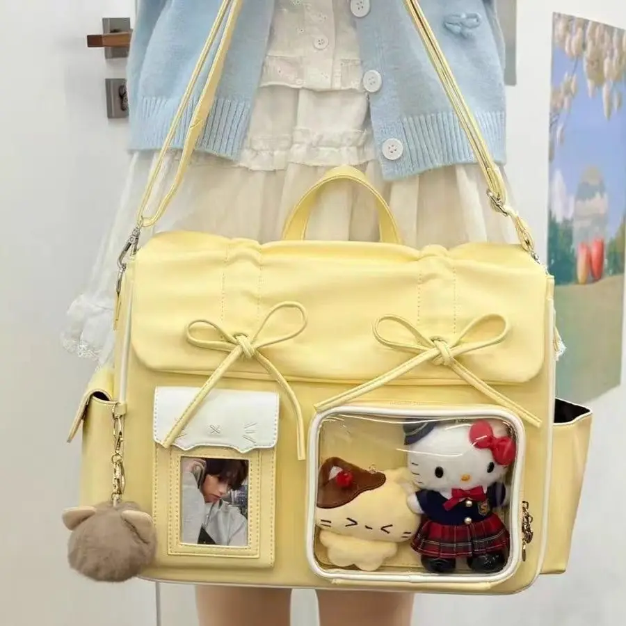 Bolso Ita con Lazo Dulce para Mujer, Mochila de Gran Capacidad para Conciertos y Fiestas, Uniforme JK, Bolsos Cruzados Versátiles para Uso Diario