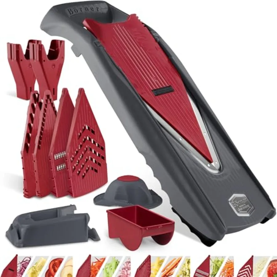 Mandoline Slicer Vital Pro Set with Stainless Steel V-Blade for Slicing Zoodles Strips Dices in Multiple Thicknesses with Dress