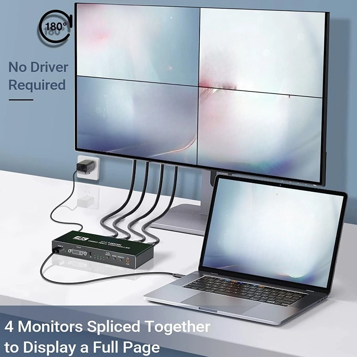 4K 2x2 Video Wall Controller Processor 1x2 1x3 1x4 2x1 3x1 4x1 DVI HD video wall controller TV Video Stitching Wall Processor