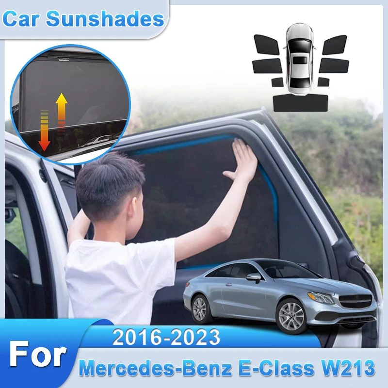 

For Mercedes-Benz E-Class W213 Accessories 2016 2017-2023 Car Mesh Magnetic Sunshade Window Curtain Visor Anti UV Cover Parts