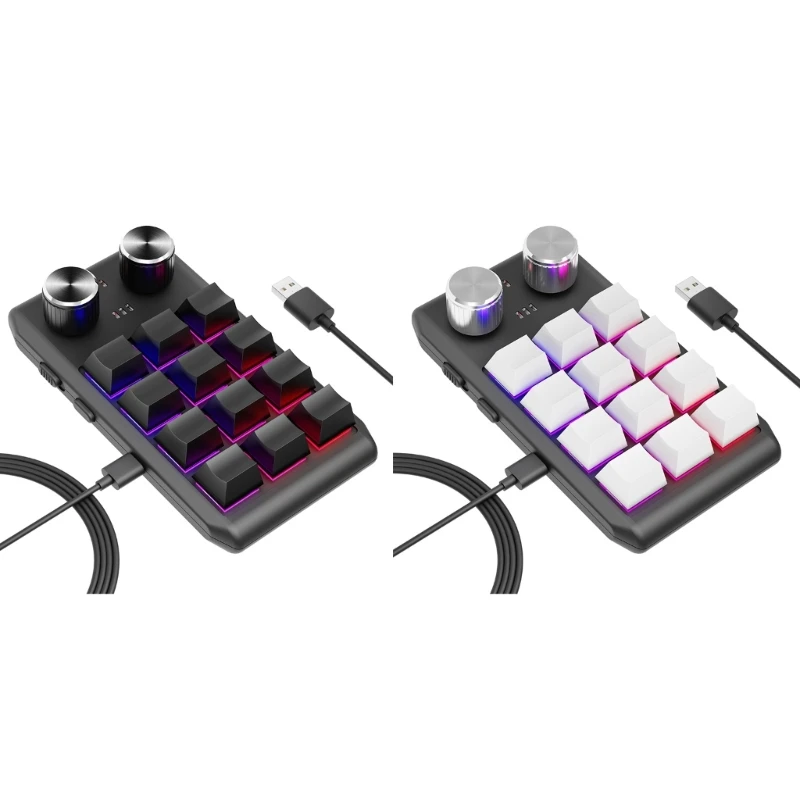 

RGB Programmable Keyboard with 12 Keys and Plug-and-Play Macropad One-Handed Mechanical Gaming Keypad forWindows