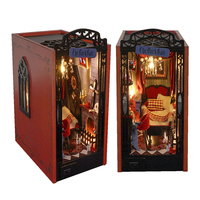 DIY Book Nook Shelf Insert Casa Wooden Doll House 3D Puzzle Assembly Making Room Toys Home Bookshelf Bookends With Furniture